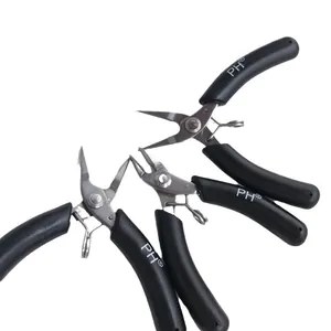 Professional set of three mini stainless steel jewelry pliers for precise DIY handicraft
