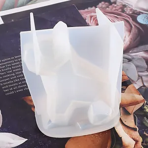 Detail of 3D faceted French Bulldog silicone mold for DIY resin casting and crafts.
