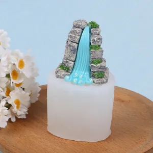 DIY miniature waterfall mountain silicone mold for candle making and resin crafts