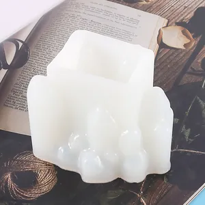 Detailed view of white crystal cluster shaped silicone mold for DIY resin crafts
