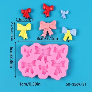 Guía detallada de dimensiones del molde de silicona con lazos para decoración de pasteles