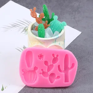 Detailweergave roze siliconen cactus vetplant vorm voor gips aromatherapie