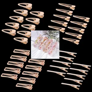 Bases de barrettes à cheveux en métal or rose pour bijoux en résine DIY