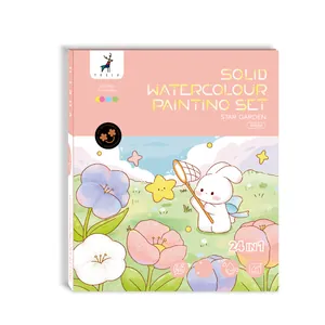 Set di acquerelli solidi professionali a 24 colori per bambini con simpatico tema coniglio