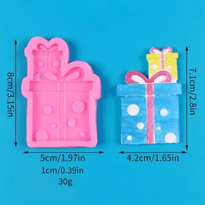 Dimensiones detalladas del molde de silicona caja de regalo para decoración de tartas DIY