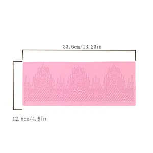 Detailed view of the large lace silicone mold with precise dimensions for cake decorating