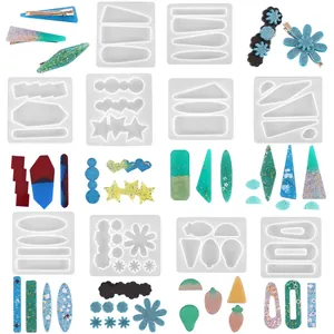 Ensemble de moules en silicone pour barrettes en résine DIY de formes géométriques