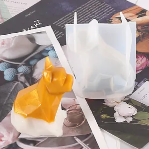 Detailed view of a faceted French Bulldog silicone mold and a finished resin craft dog