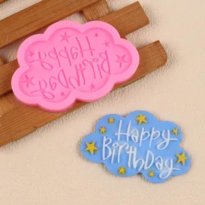 Wolkenförmige Happy Birthday Silikonform für Fondant- und Schokoladendekor