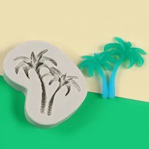 DIY palm tree silicone mold for tropical fondant cake decoration and resin art crafts