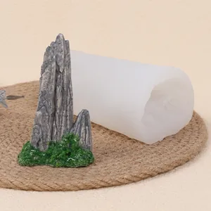 DIY mountain shaped silicone mold with finished rockery sample