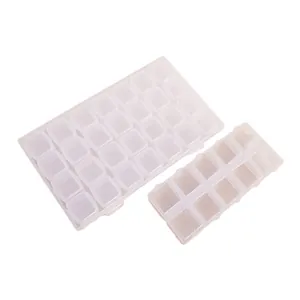 Transparent 28 and 10 grid plastic jewelry storage boxes with individual snap-lock lids