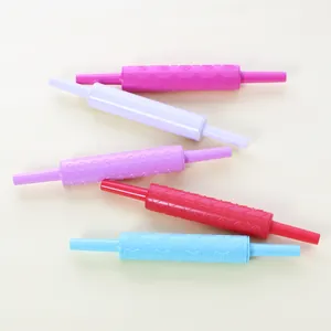 Set of 5 colorful plastic embossed rolling pins for fondant and cake decorating DIY