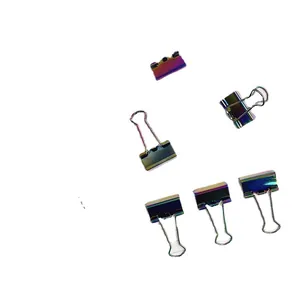 Set mit sechs regenbogenfarbenen Binder-Clips für Büro- und Schulmaterial