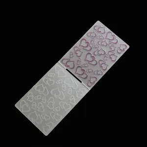 Heart pattern plastic embossing folder with dimensions for DIY craft card making