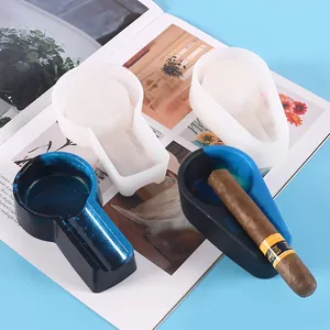 DIY Silikon Zigarren Aschenbecher Form Oval Quadratisch Spiegelfläche Epoxidharz Gießformen Für Tischdekoration Handgemachte Handwerkswerkzeuge