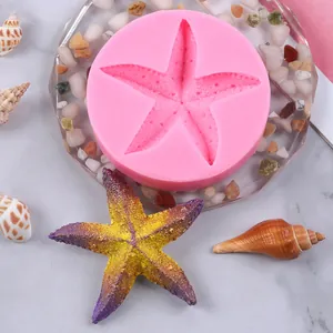 Pink starfish silicone mold for fondant cake decoration with realistic starfish prop