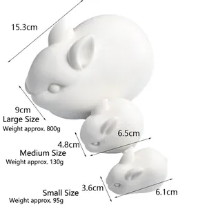 Confronto dimensioni di tre stampi in silicone coniglio 3D per sapone e mousse per dolci