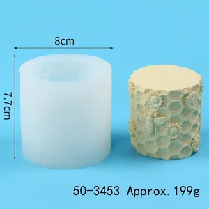 Molde de silicona panal abeja 3D detallado con dimensiones para jabón y velas artesanal