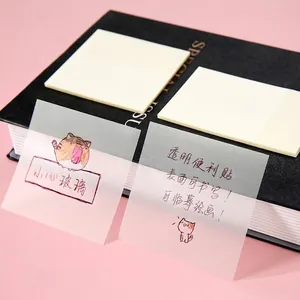 Transparent Sticky Notes Waterproof PET Clear Self Adhesive Memo Pads For Students Office Note Taking Tracing Paper