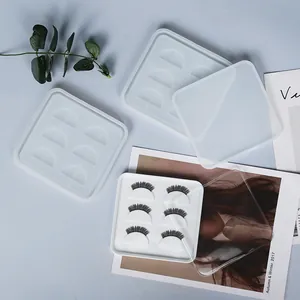 Close-up detail of square silicone mold for DIY eyelash storage box with 6 slots and lid