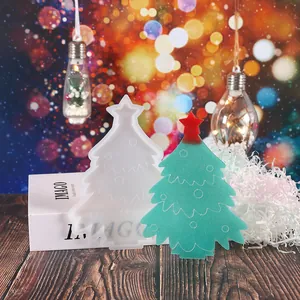 Detailed view of DIY Christmas tree silicone mold and finished green resin ornament
