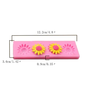 Detaillierte Größenführung für rosa Sonnenblumen-Silikonform für Fondant und Schokolade
