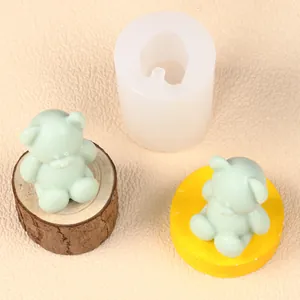 3D bear silicone mold for DIY candles and aromatherapy crafts with finished bears