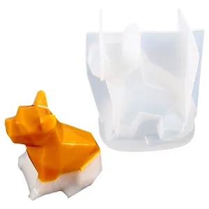 3D geometric French Bulldog silicone mold for DIY resin casting projects