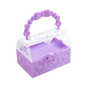 Lila Schatztruhe Geschenkbox mit Herz und Schleife für die Schreibwarenaufbewahrung