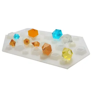 Detailed view of white silicone mold featuring colorful irregular geometric diamond shapes