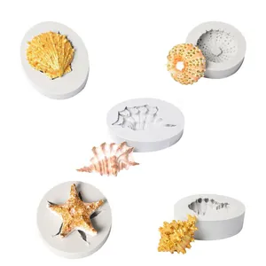 Ocean sea life silicone molds for fondant starfish seashell conch cake decoration