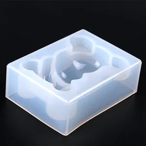 Detailed view of the translucent mini bear silicone mold for DIY crafts