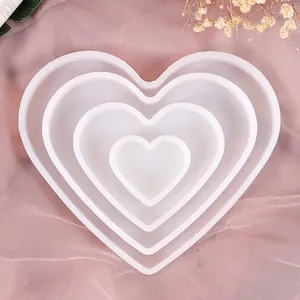 Stampo in Silicone a Forma di Cuore Per Fai Da Te Resina Cristallo Sottobicchiere Vassoio Portaoggetti Decorazione Scrivania Artigianato