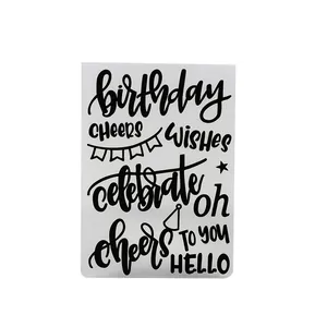 Birthday stencil with artistic lettering and party graphics for DIY drawing crafts