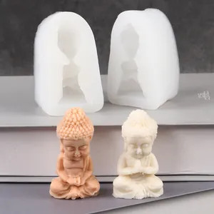 Détails des moules à bougies en silicone Bouddha DIY et des figurines de cire finies