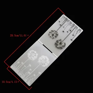 Detailed macro view of a dandelion plastic embossing folder for DIY card making crafts