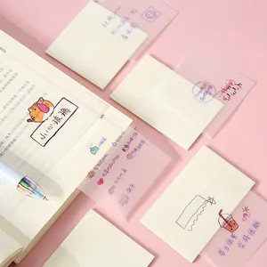 High-quality transparent waterproof sticky notes for students on a soft pink background
