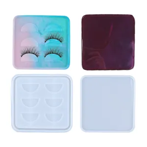 DIY silicone mold set for creating custom epoxy resin eyelash storage boxes with lids