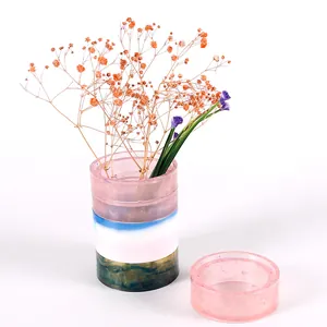 Detail view of multi-layered resin storage container made from DIY silicone mold
