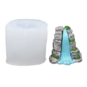 Silicone mold for DIY miniature rockery fountain waterfall aromatherapy candle making.