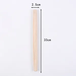 Rodillo de cocina profesional de 33cm de madera de haya con detalles de medidas