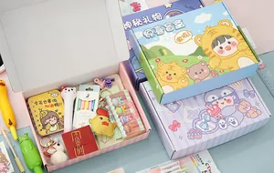 Detail view of the colorful kids' stationery blind box gift set contents