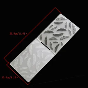 Transparent feather pattern plastic embossing folder with dimensions 29.5x10.5cm