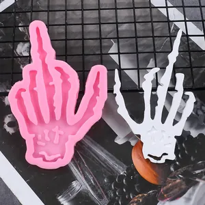 Detailed view of skeleton hand silicone mold for Halloween cake decorating