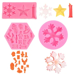 Christmas silicone molds featuring snowflakes stars and reindeer for cake decoration