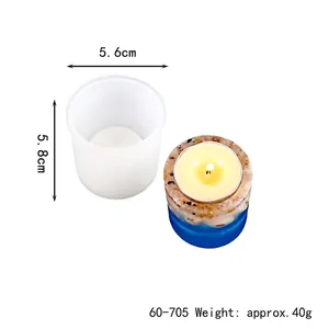 Cylinder silicone candle mold for DIY epoxy resin with dimensions 5.6x5.8cm