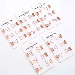 Kreatives Set aus roségold galvanisierten Metall-Büroklammern für Büro- und Schulbedarf