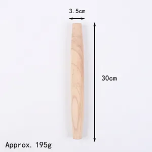 Detalle de rodillo de madera de haya de 30 cm con 3,5 cm de diámetro y peso aprox.