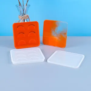 Detail of square silicone eyelash storage box resin mold set with lid for DIY casting